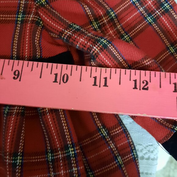 Baby Christmas Red Plaid Dress Coat w Dress, Velvet Collar, Hat Beret, EUC, 6-9m - Picture 11 of 12